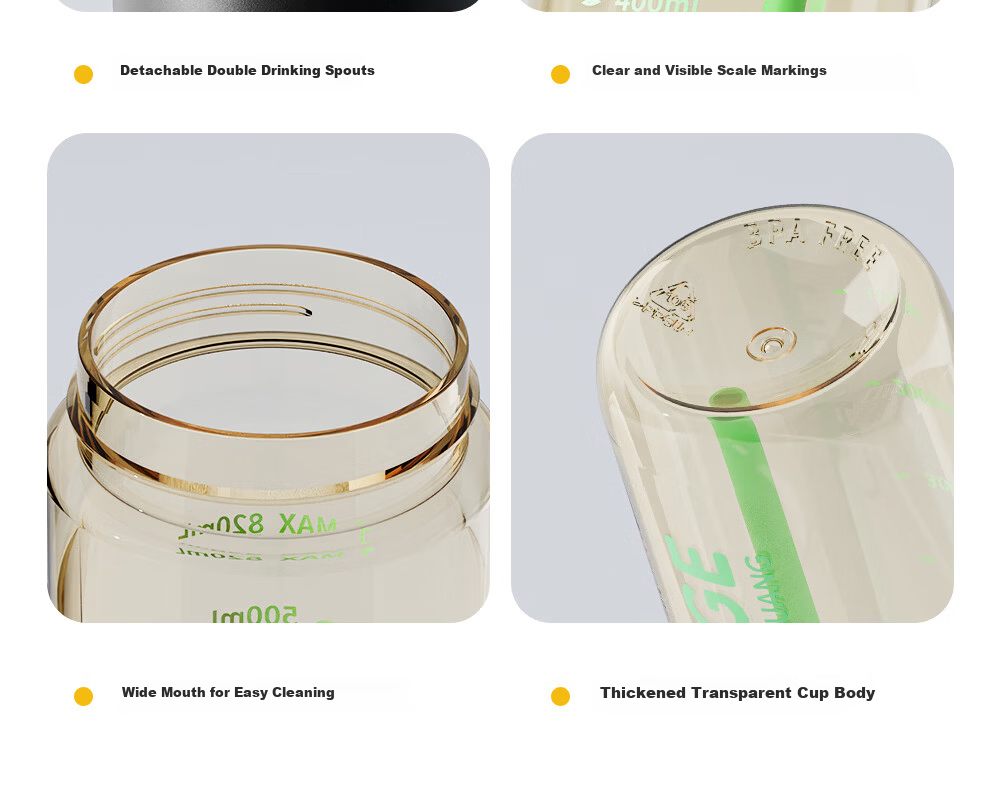 Fuguang Plastic Straw Cup PPSU Large Capacity Portable Sports Fitness Cup 820ML Green for Men and Women Students 35