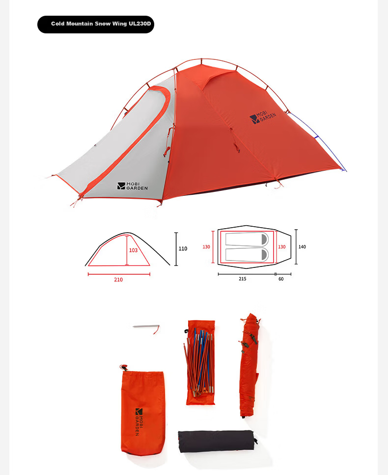 MOBIGARDEN Cold Mountain Snow Wing UL2 Groundsheet Outdoor High Altitude Hiking Tent Double Ground Mat NX24672023 Gray 17