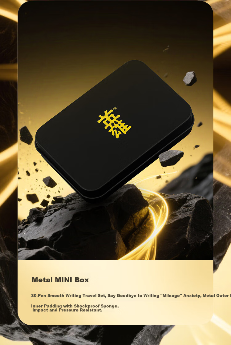 HERO High-Grade Fountain Pen Ink Cartridges 2.6mm Diameter Ink Refills 30pcs Metal Box Black 6