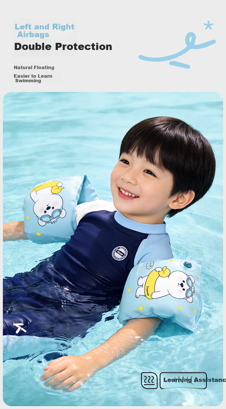 Keep Kids Swimming Arm Floaties Inflatable Arm Bands Baby Buoyancy Sleeves Pink Bunny 3