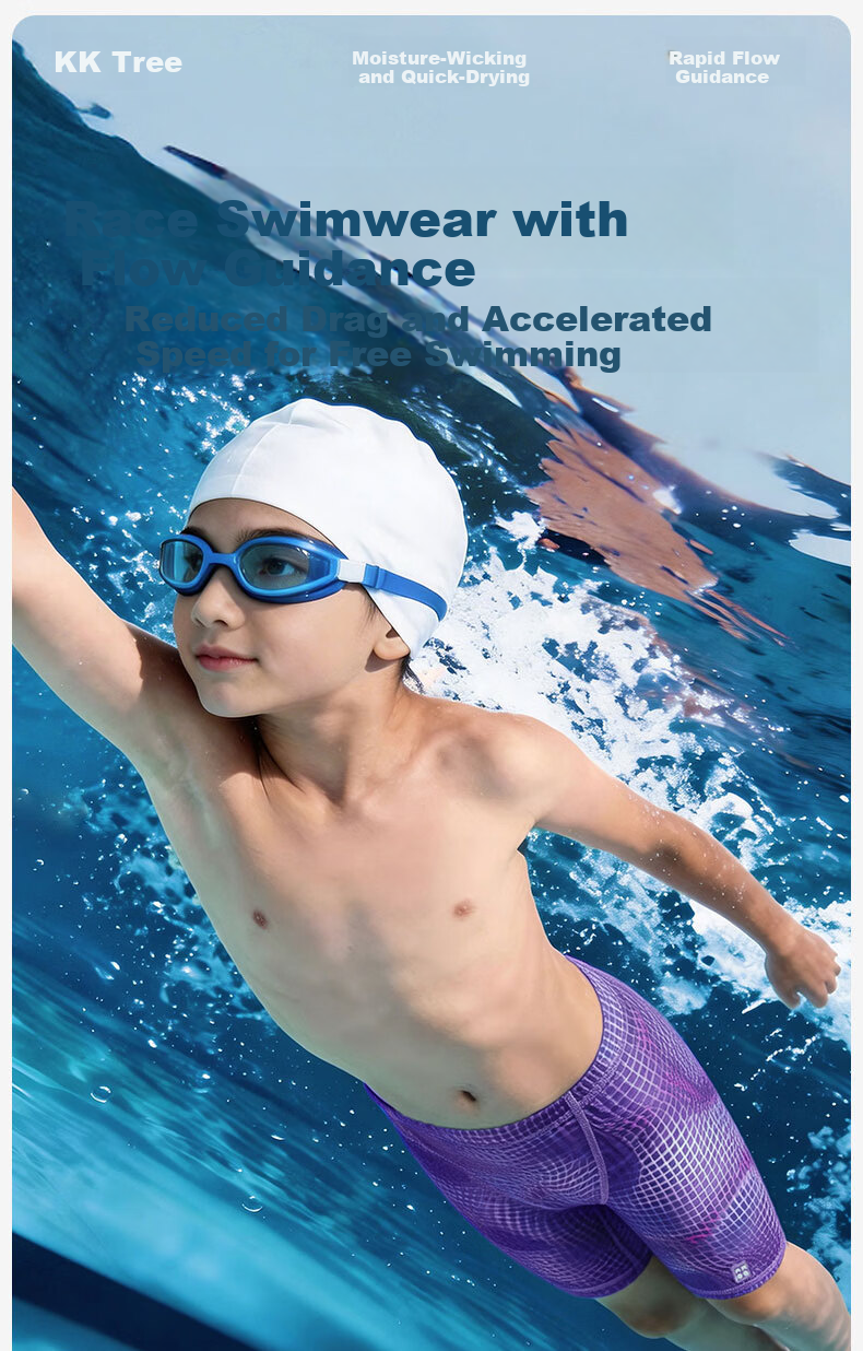 Kocotree KK Tree Kids Boys Swimwear Youth Professional Training Quick-Dry Breathable Swim Trunks 8