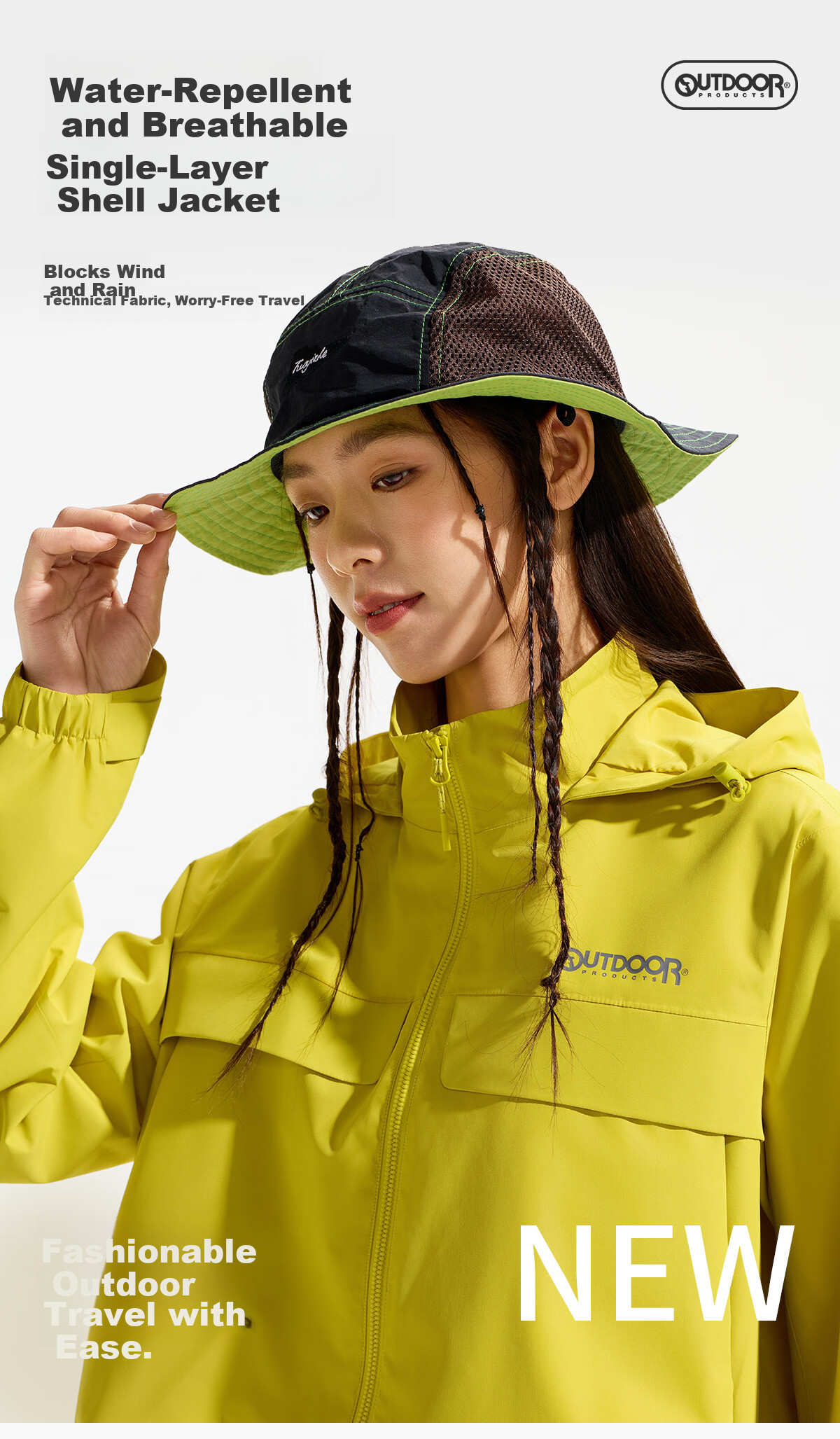 OUTDOOR PRODUCTS Women's Single-Layer Spring/Summer 2026 Fashionable Water-Repellent, Durable, Tear-Resistant Jacket OFDC612303 Natural Yellow M 1