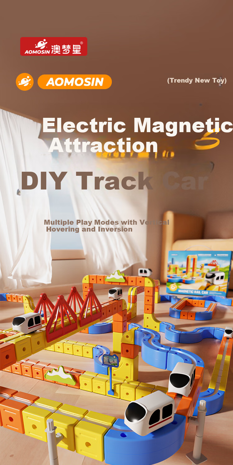 Aomengxing Magnetic Gravity-Defying Transformable Track Train Building Blocks Educational Toy for Boys Children's Day Gift 1