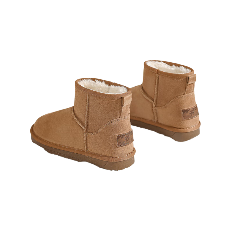DAPHNE Fleece-Lined Snow Boots for Women, 2025 Winter New Thick Cotton Shoes, Warm Women's Shoes, Flat Cowhide Ankle Boots