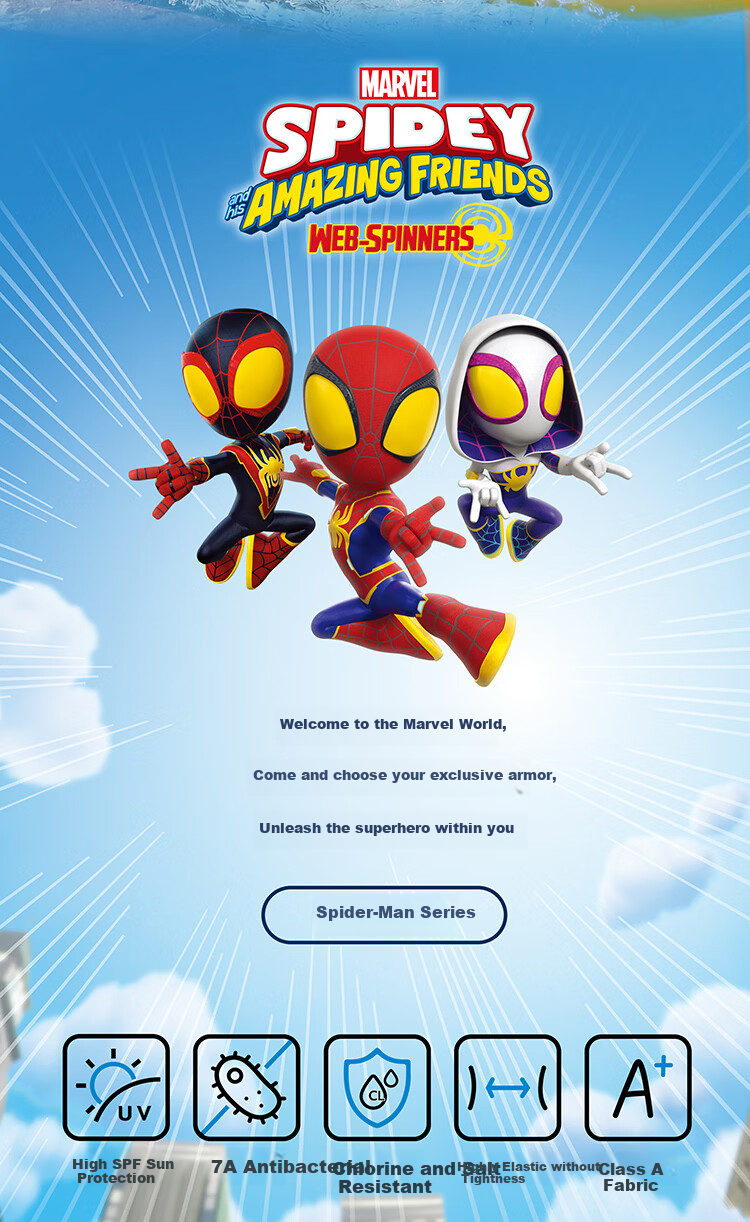 Disney Kids Boys Long Sleeve Long Pants Summer Sun Protection Two-Piece Swimsuit D36650S2E Spiderman 150 1