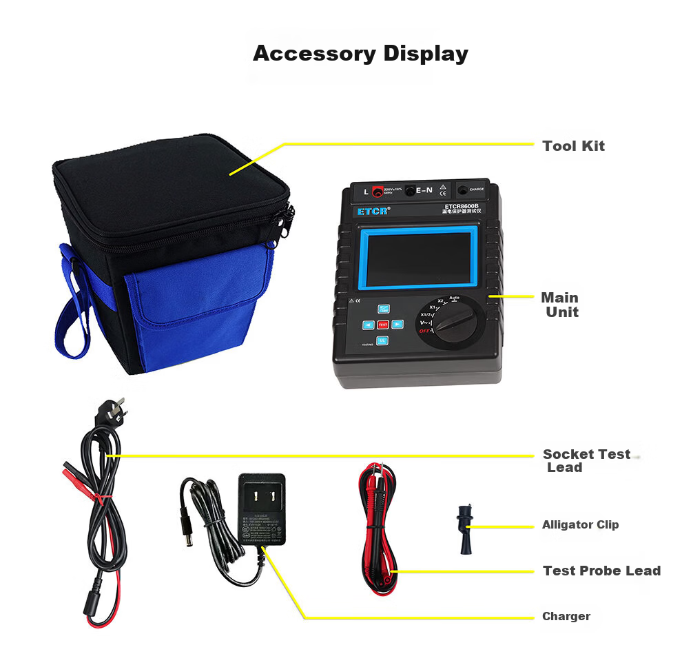 ETCR8600B Leakage Protector Tester Leakage Circuit Breaker Detector Leakage Protection Tester 14