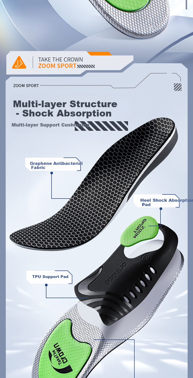 JVBV Full-Foot Zoom Air Cushion Sports Insoles Men Popcorn High Elastic Shock Absorption Comfortable Standing Size 41-42 2