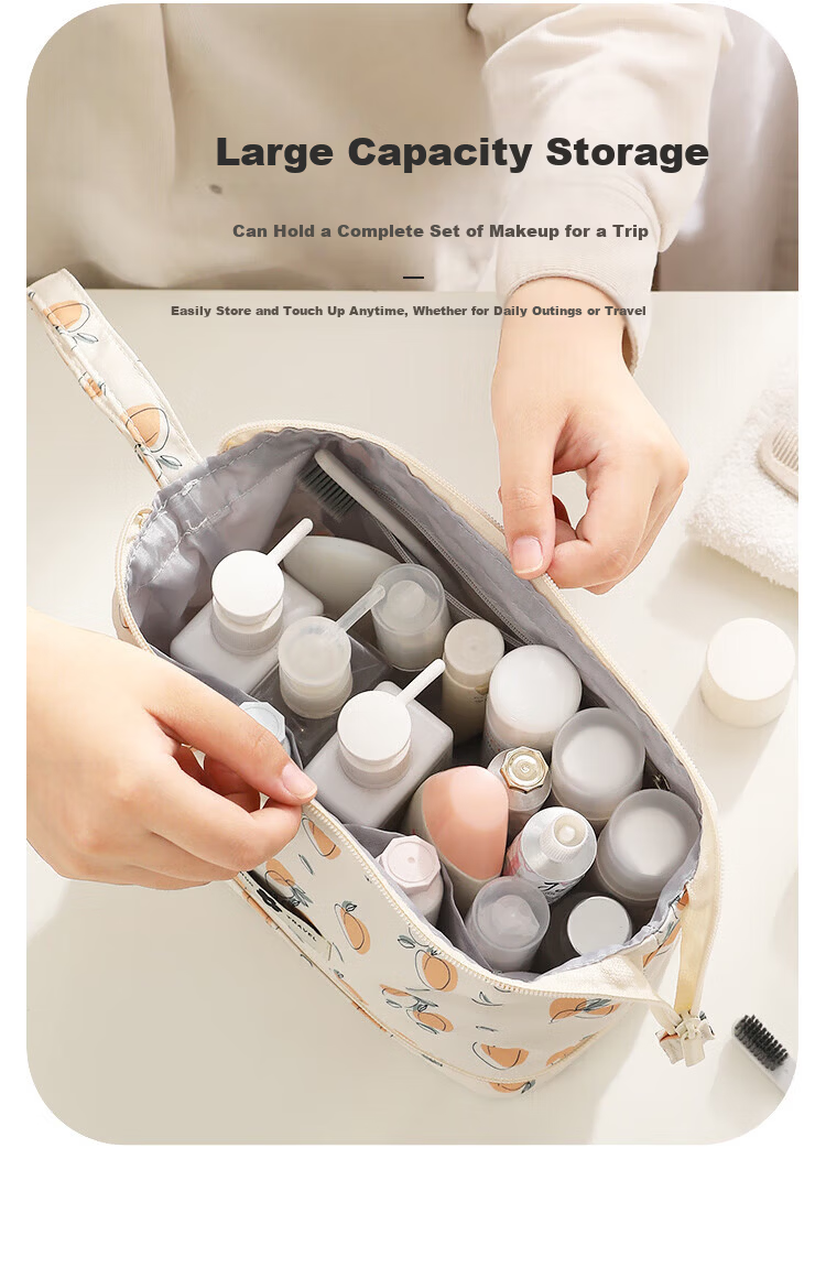 LOHO Travel Makeup Bag Portable Women's 2026 New High-Value Large Capacity Toiletry Skincare Storage Organizer Essential Set 4