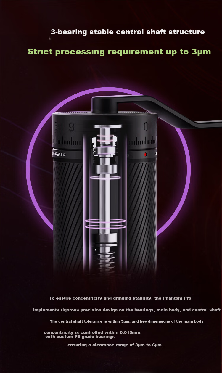 MAVO Phantom PRO Manual Coffee Grinder Hand-Crank Coffee Bean Grinder Yao Yan Black 15