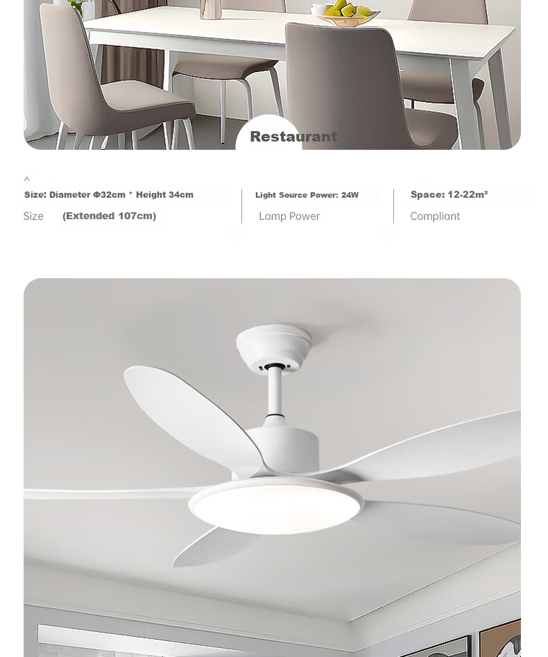 Airmate [With Installation] Ultra-thin Ceiling Fan Light Integrated Home Living Room High Wind Speed Fan Light Dining Room Ceiling Fan Bedroom 19