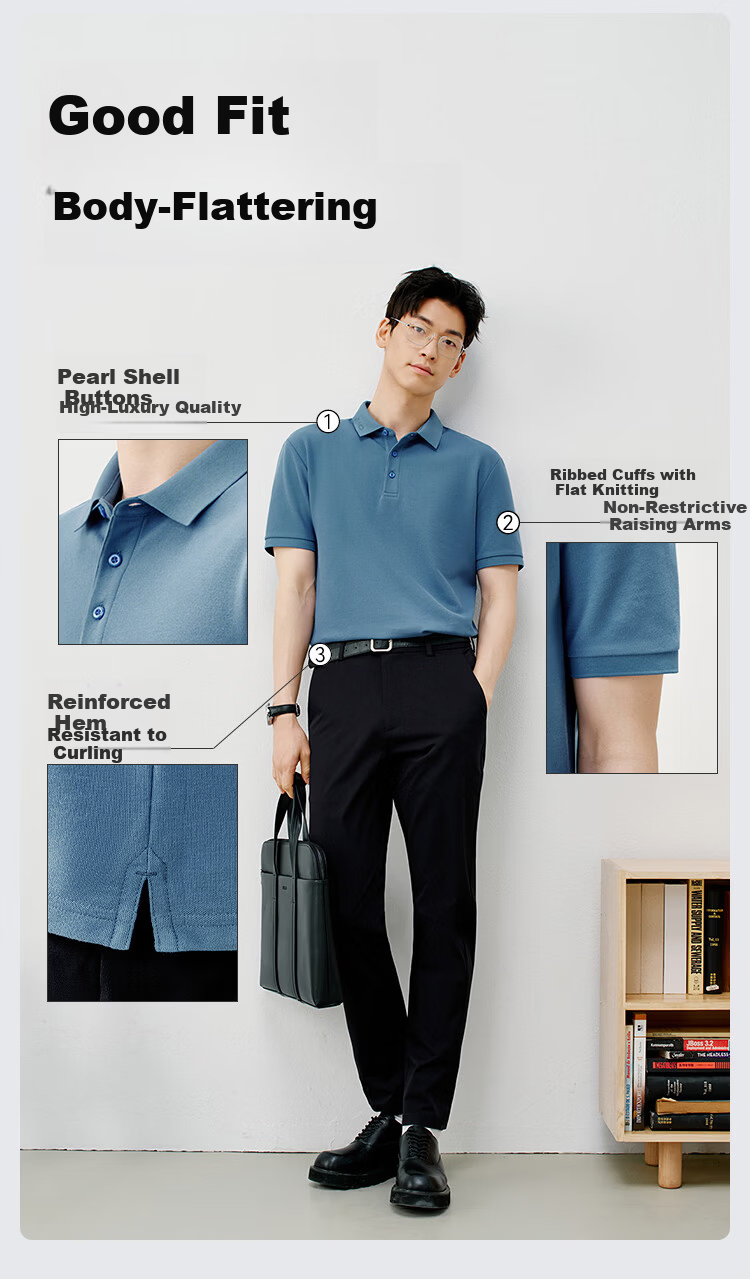 JD Jingzao 100-Count Premium Men's Polo Shirt Non-Iron Short Sleeve T-Shirt Summer New Father's Day Gift Navy Blue S 7