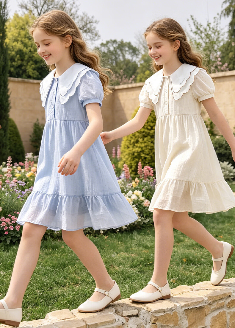 Disney Girls' Tencel Dress Summer Lightweight Princess Dress for Older Children EQ083 Blue 160cm 12