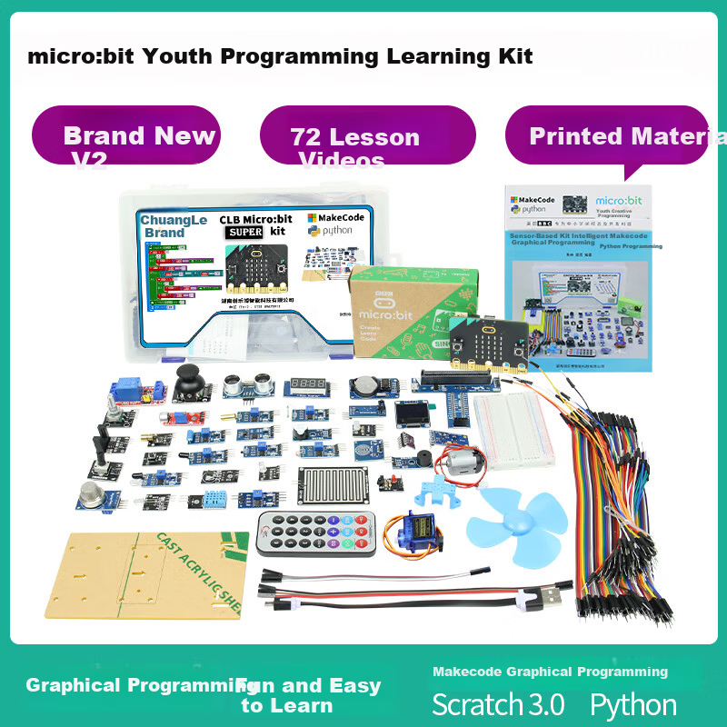 Chuanglebo Microbit Development Board Expansion Board V2 Robot Kit Python Mainboard micro:bit V2.2