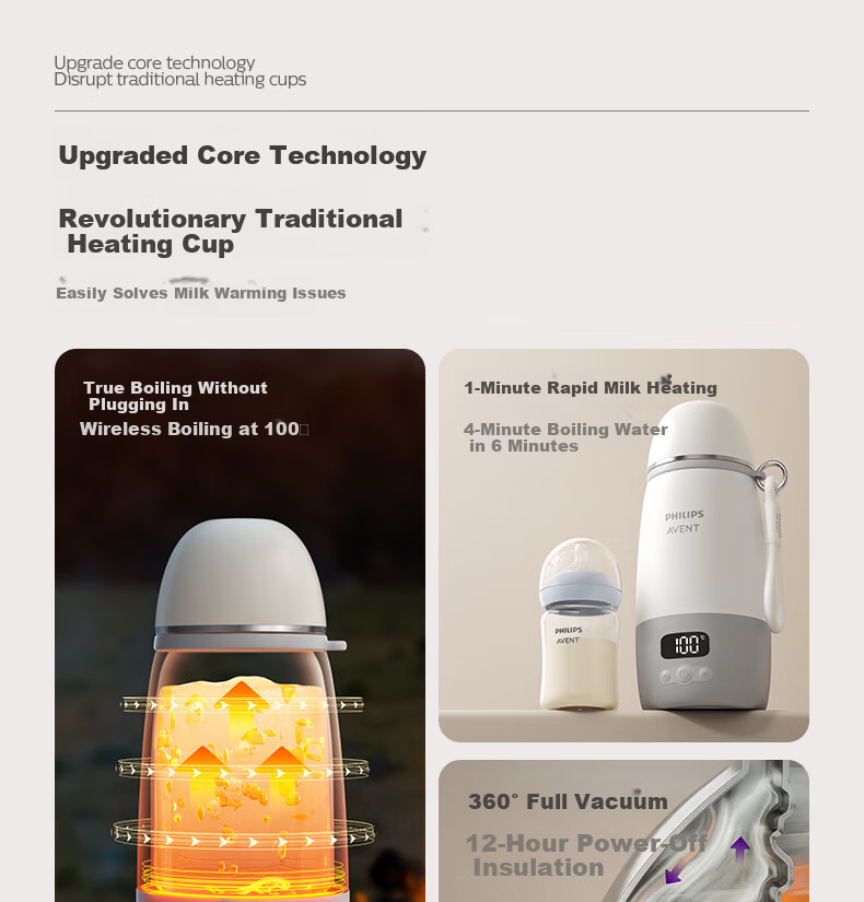 AVENT Philips Wireless Portable Outdoor Thermostatic Milk Warmer Baby Bottle Heater Infant Water Boiling Insulated Cup 3