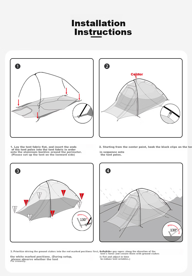 MOBIGARDEN Cold Mountain Snow Wing UL2 Groundsheet Outdoor High Altitude Hiking Tent Double Ground Mat NX24672023 Gray 20