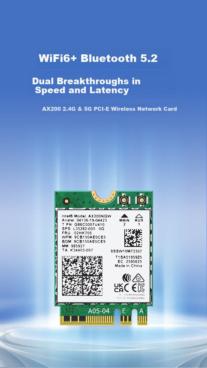 DOREWIN AX200 WIFI6 Wireless Network Card 2974Mbps 5G Dual-Band Laptop Internal Module M.2 Interface WIFI Receiver with Bluetooth 5.2 2