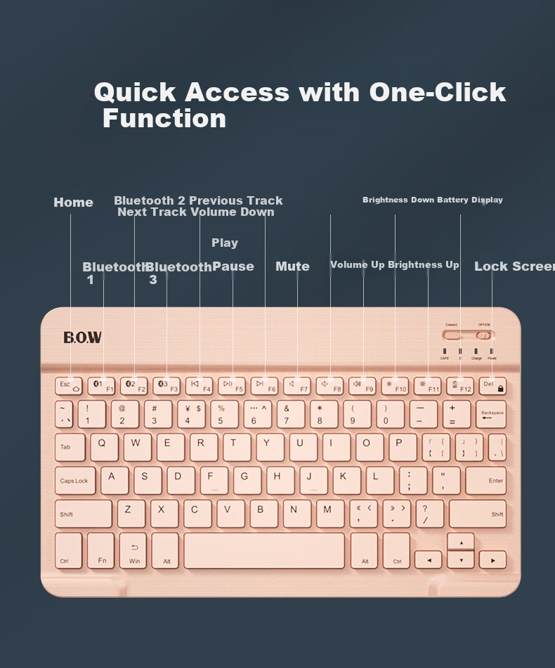B.O.W Hangshi HB032-Y New Triple Bluetooth Keyboard for Android Apple Huawei Phones Typing Portable iPad Tablet Retro Green 11