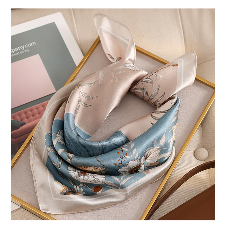 Shanghai Gushi Silk Scarf, 100% Mulberry Silk Satin Square Scarf, Gift Box, Birthday Present for Mom Or Girlfriend, Valentine's Day Gift, Red 19