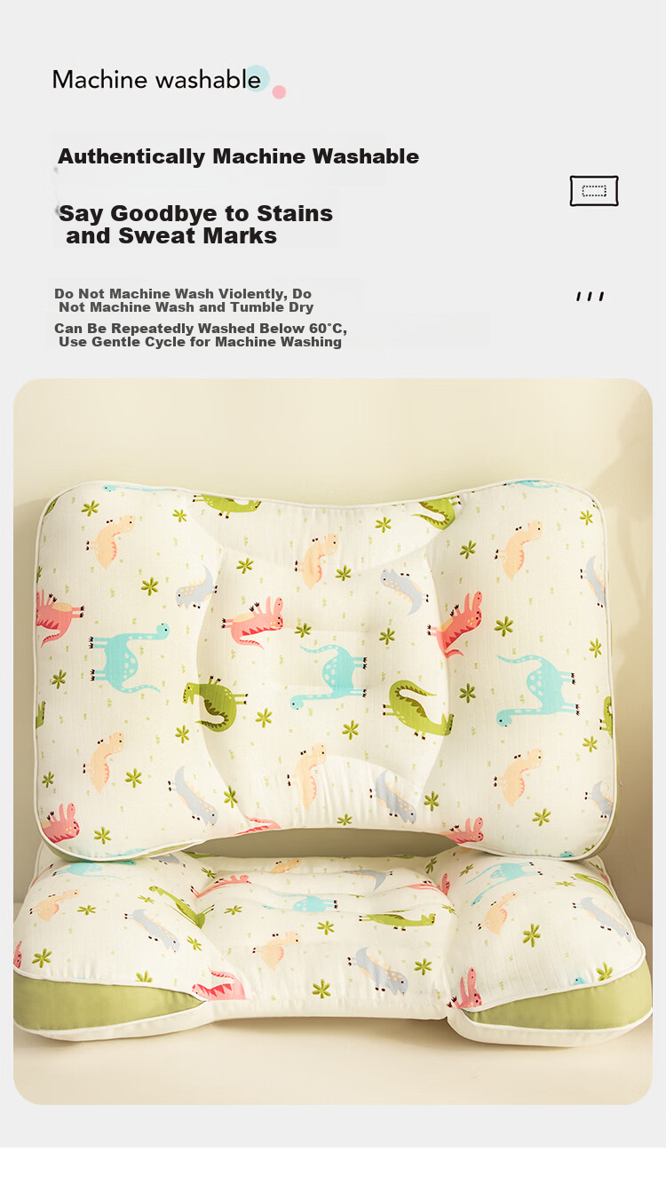 Hongdou A-Class Cotton Fabric Children's Pillow Core Baby Pillow Infant Zoned Neck Support Pillow Kindergarten Spinal Protection Pillow 30*50 10