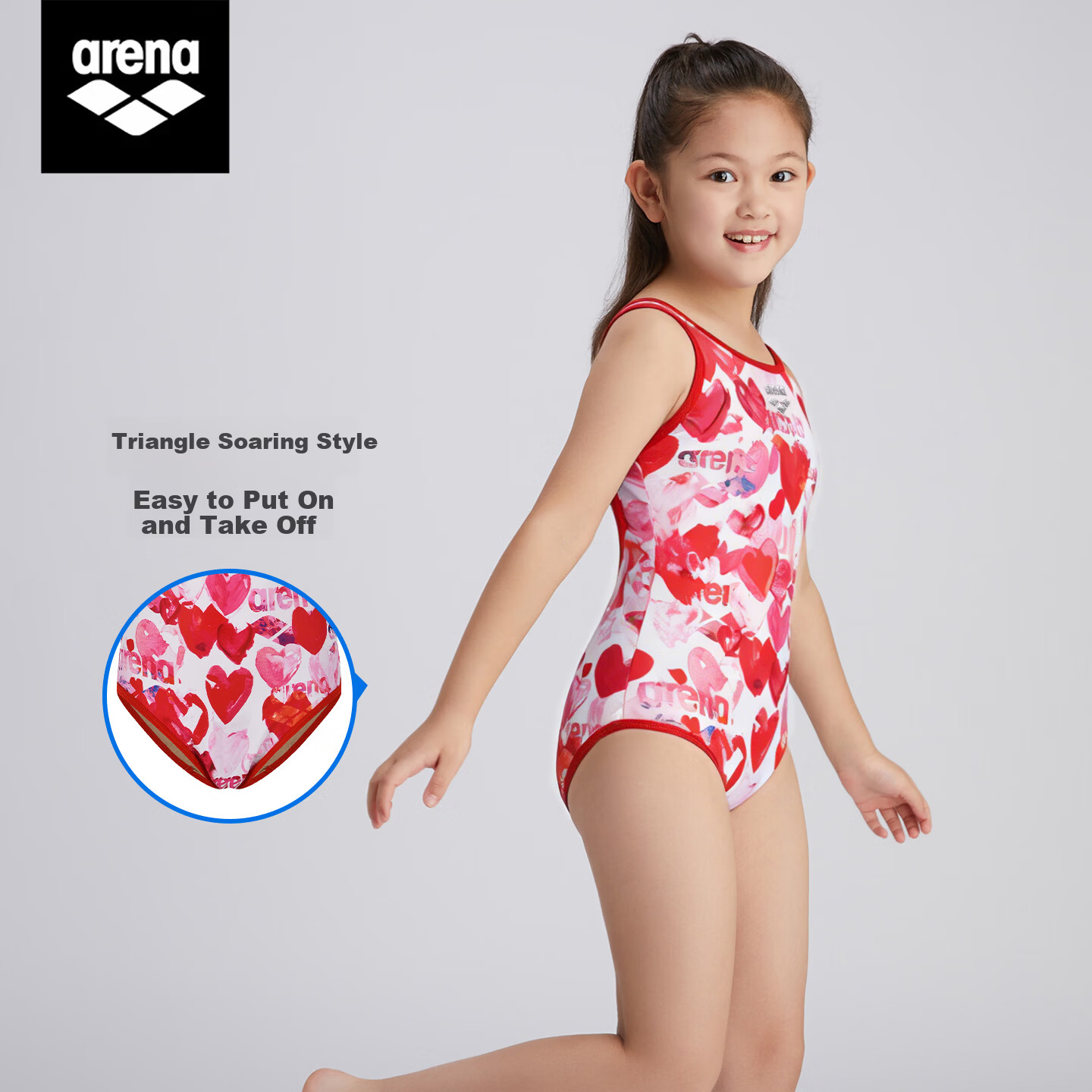 Arena Girls' Professional Training Sleeveless One-Piece Triangle Swimsuit for Youth