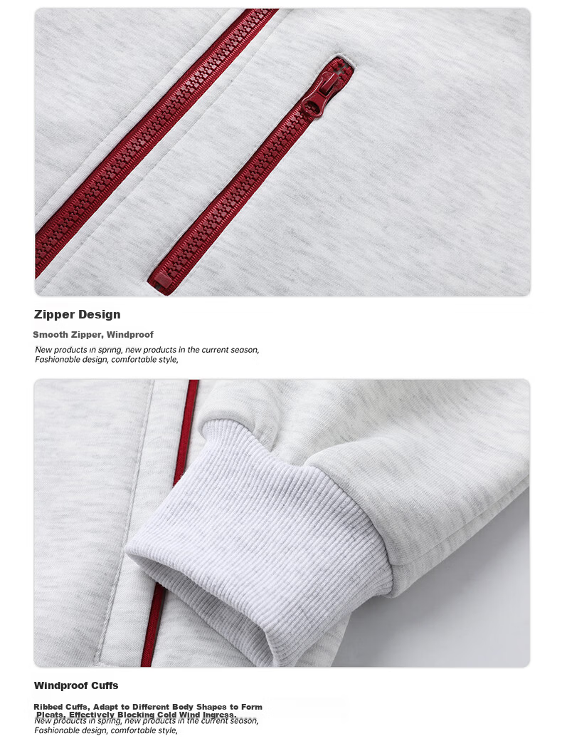 MEDE Spring and Autumn Colorblock Zipper Cardigan Sweatshirt Unisex Trendy Loose Casual Versatile Hoodie Cloud Blue 3XL 8