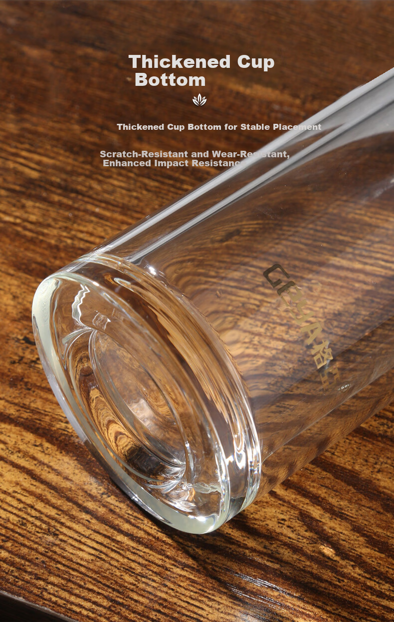 GEYA Antibacterial Titanium Double-Layer Glass Cup Men's Premium Glass Tea Cup Business Glass Water Cup Customizable 10