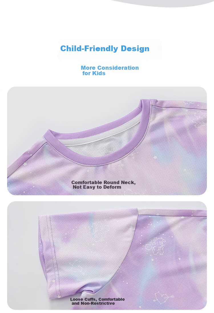 Disney Kids Boys and Girls Sports Set Children's Short Sleeve Two-Piece Summer Casual Outfit Dreamy Blue-Purple Tie-Dye Size 140 7