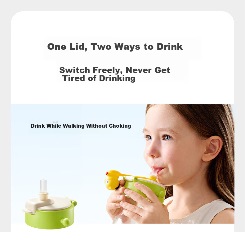 Babycare Children's Water Cup Summer Straw Cup Dual Drinking Outdoor Sports Direct Drinking Cup School Water Bottle Fun Doll 500ml - Red 5