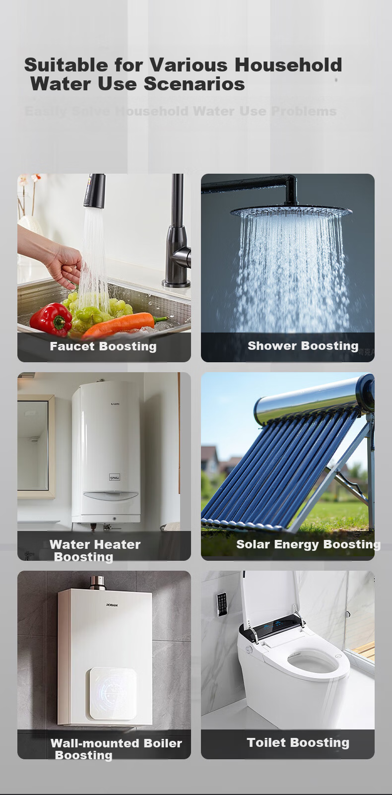 DELIXI Variable Frequency Booster Pump, Fully Automatic Digital Control AI Intelligent Household Water Heater Booster, Tap Water Shower Head Pressure Boosting Pump 5