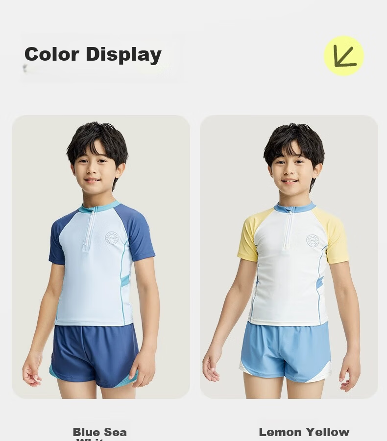 JEEP Kids Boys Two-Piece Quick-Dry Professional Swimwear for Older Children Blue Sea White 120 3