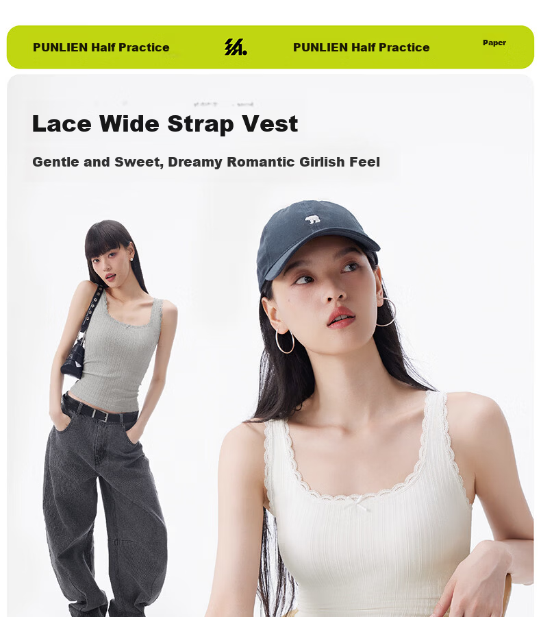 Half Lace Padded Vest Camisole Slim Fit Back Coverage Side Breast Support Bra Integrated Oxygen Blue (Short) M 1