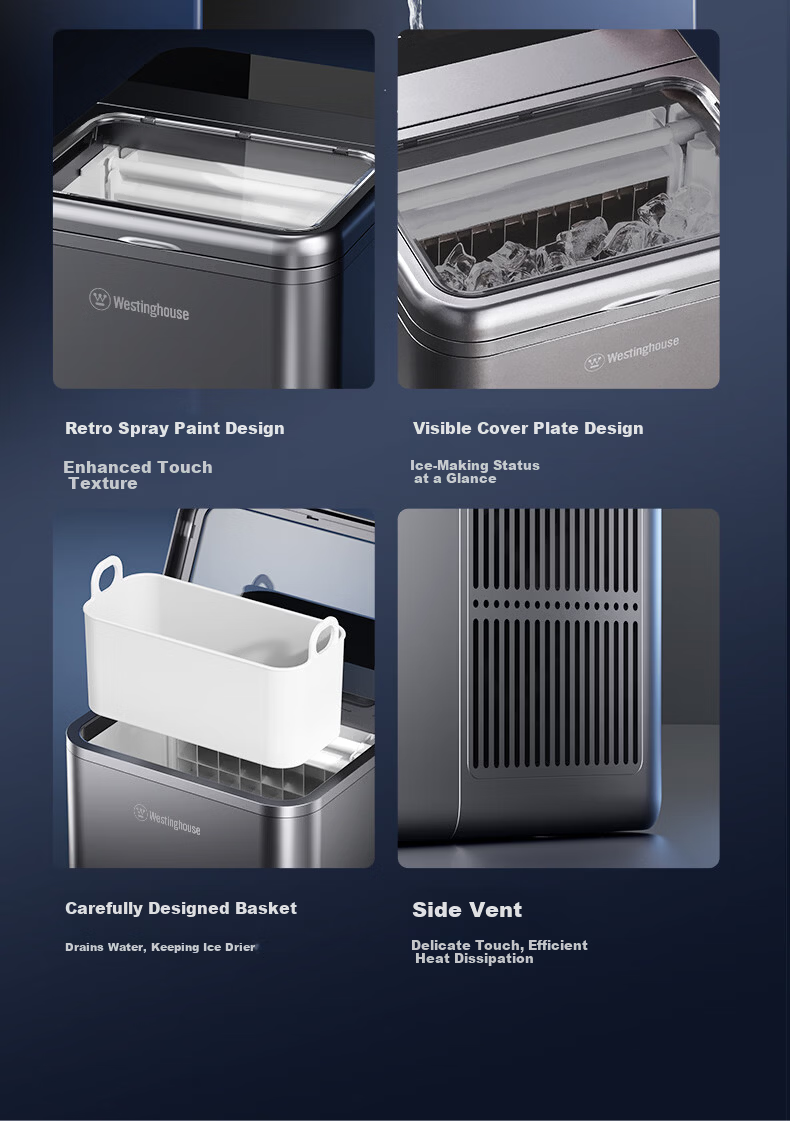 Westinghouse Home and Commercial Ice Maker Solid Cube Small Fully Automatic Fast Ice Maker UV Sterilization Whiskey Cocktail Companion Ice Machine WH-16F 22