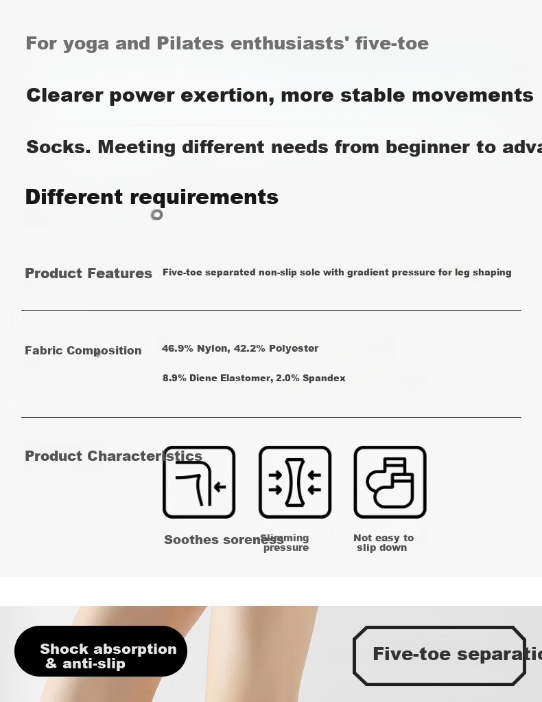 Free Style Professional Yoga Five-Toe Calf Compression Socks Outdoor Fitness Hiking Cycling Varicose Vein Anti-Slip Knee-High Socks 1