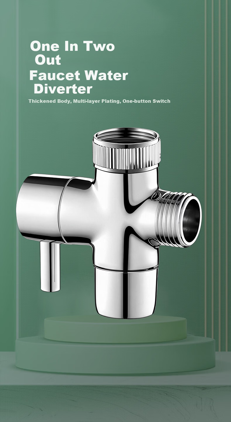 HSPA Faucet 1-in-2-out Adapter Shower Diverter Angle Valve Tee 1/2" Connector with Switch HS-96 2