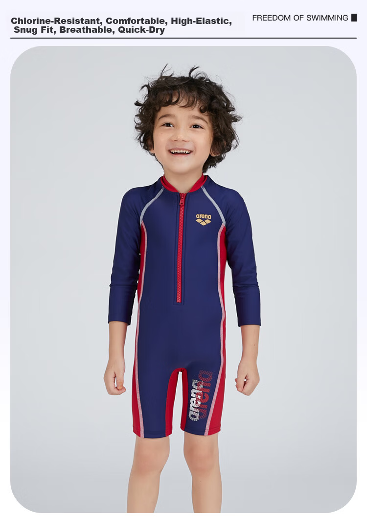 Arena Kids Long Sleeve One-Piece Rash Guard Swimwear Cute High Elastic Breathable Unisex 1