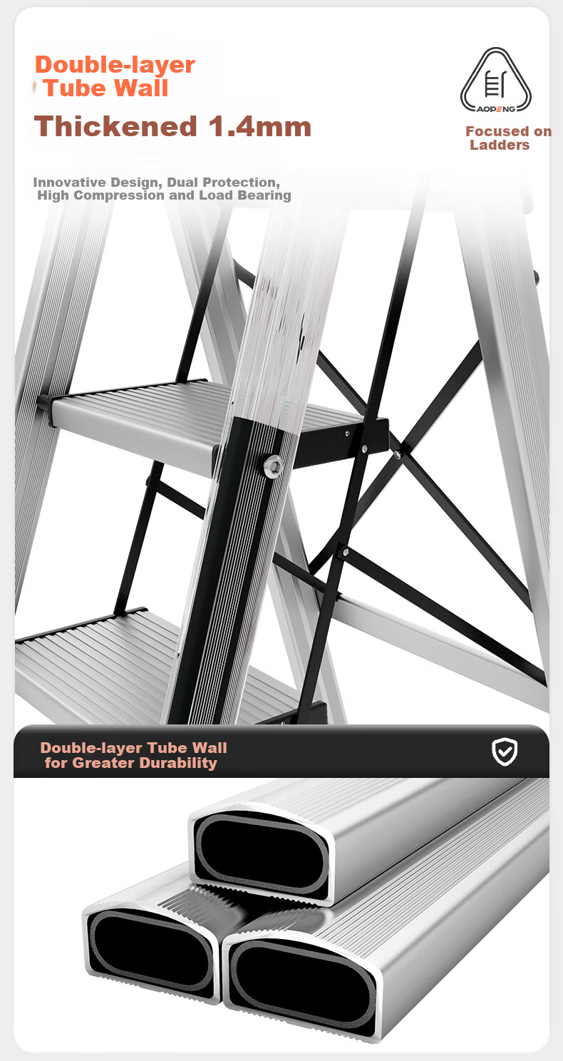 Aopeng Aluminum Alloy Household Folding Step Ladder Six-Step Lockable Thickened Climbing Ladder 7