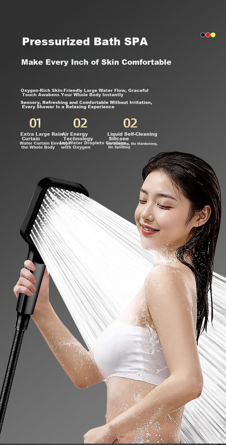 WUZORY [Germany] High-Pressure Shower Head Powerful Bathroom Multi-Function Handheld Shower Sprayer 2