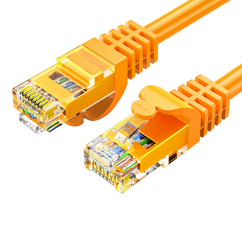 CHOOSEAL Cat6A Unshielded Twisted Pair Cable, 10 Gigabit High-Speed, Single-Core Pure Copper Wire, Engineering And Home Network Patch Cord, Orange, 15 Meters, QS2668C