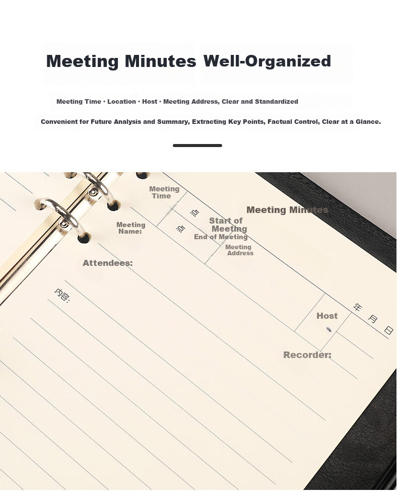 Chaoyou Custom Corporate Meeting Notebook A5 Loose-leaf Notepad Card Insert B5 Business Buckle Gold-stamped Leather Journal A5 Paperback Meeting Minutes 03 6