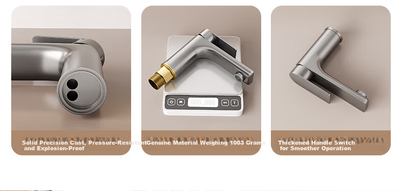 Baihan 304 Stainless Steel Bathroom Sink Faucet Basin Hot and Cold Dual Control Mixer Tap 5