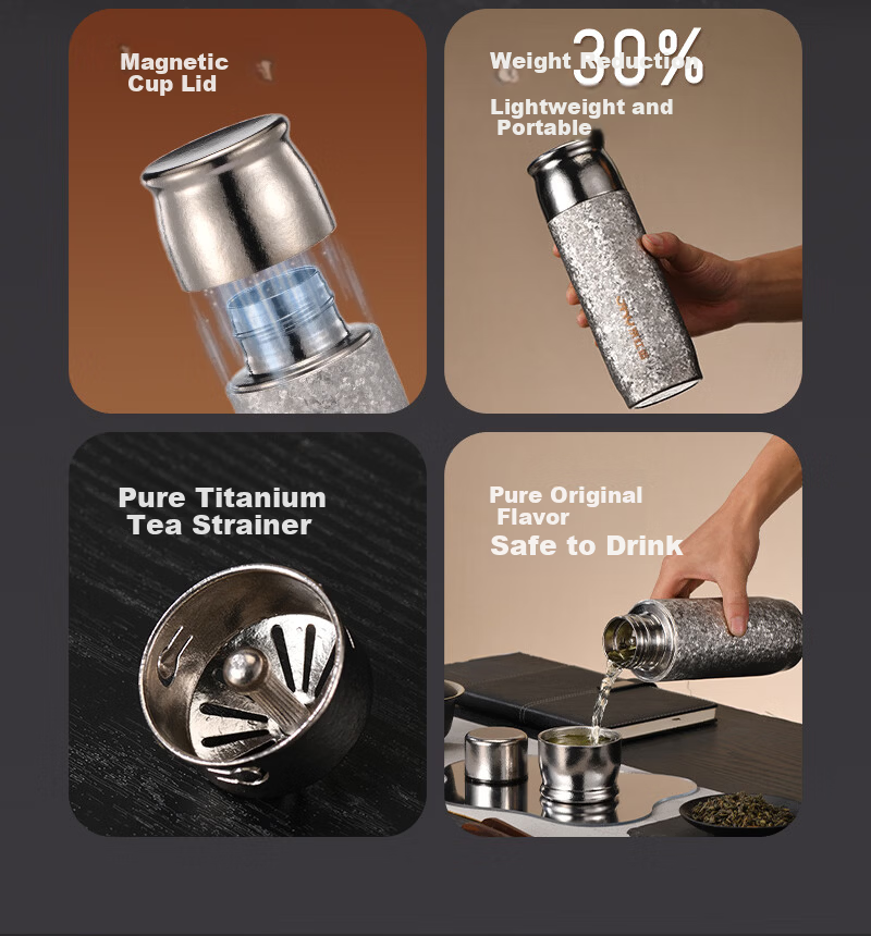 JHY Pure Titanium Insulated Magnetic Double-Layer Titanium Cup Tea Separation Stewing Tea Brewing Water Cup Business Office Mug 5