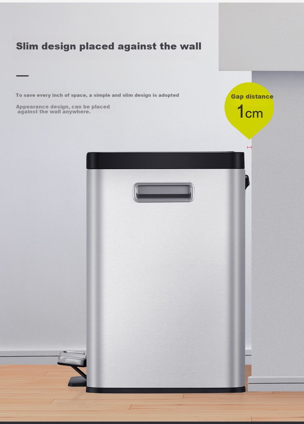 EKO 15L+15L Pedal Trash Bin Stainless Steel Commercial Large Covered Waste Bin for Office Hotel Bathroom Kitchen EK9129 4