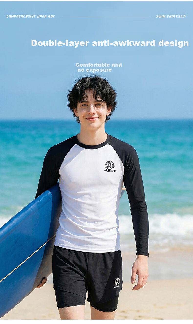 Disney Men's Long Sleeve Swimwear Set Surfing Suit D16329S2G Black 3XL 8