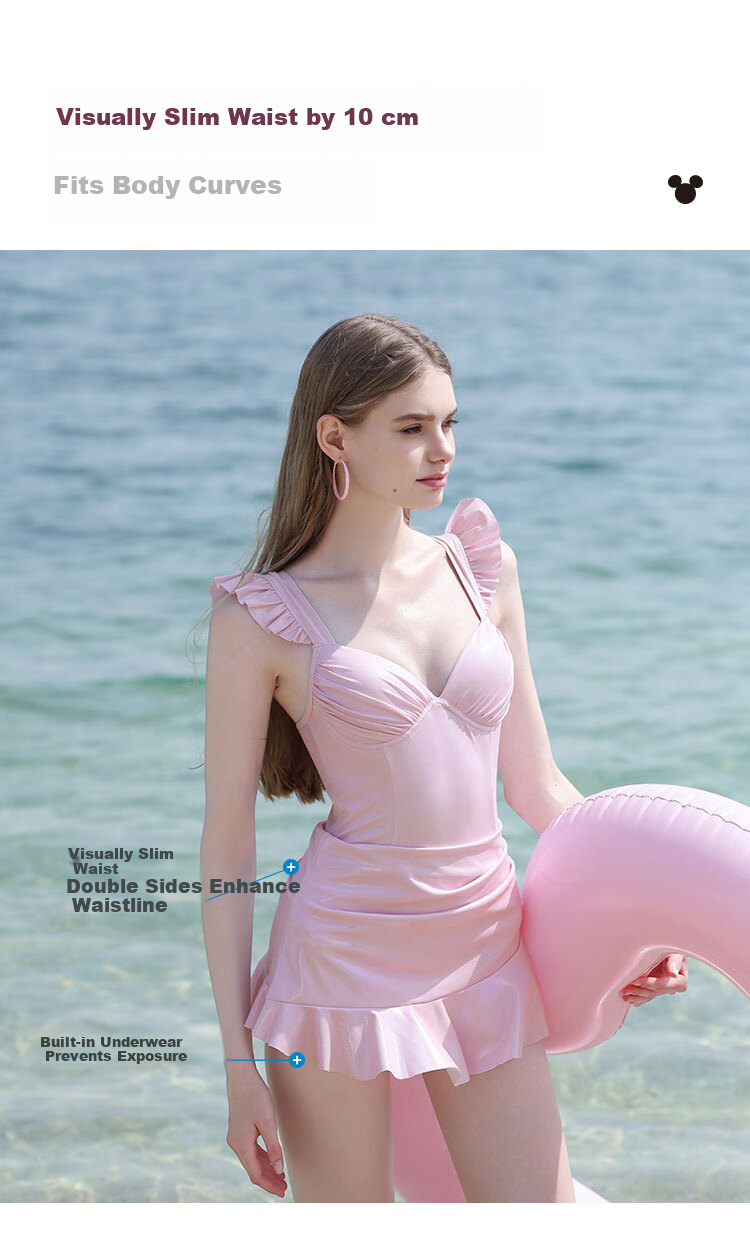 Disney Girls' One-Piece Swimsuit Slimming Sexy Hot Spring Vacation Swimwear D15290S2E Pink M 2
