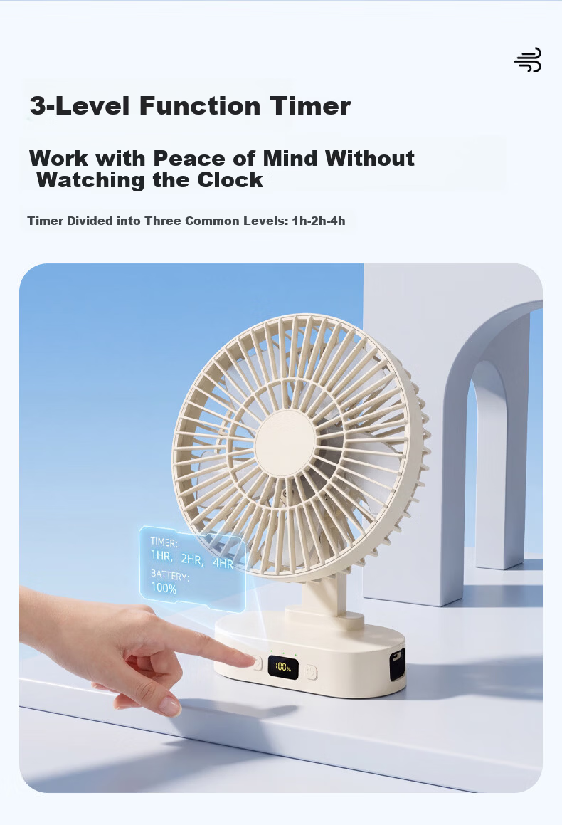 Kapeden 8000mAh Large Capacity Desktop Mini Fan Powerful Wind Silent Long Battery Life Portable Rechargeable Student Dorm Office Outdoor Camping Fan Z01 White 9