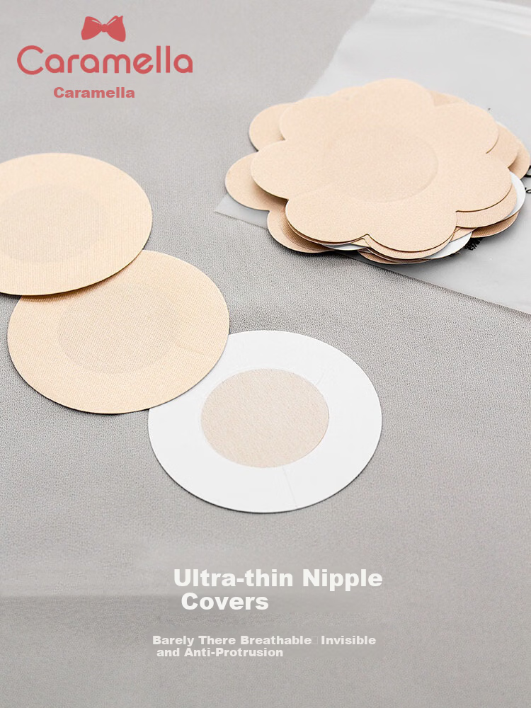 Caramella Disposable Silk Satin Ultra-Thin Invisible Breathable Adhesive Nipple Covers for Women Summer Strapless Bra Pads 1
