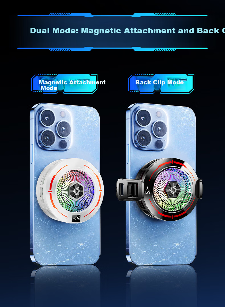 STEK 15W AI Temperature Control Freezing Mobile Phone Cooler Ice Clip Cooling Gaming Cooler Compatible with Black Shark 2 Pro Red Magic Xiaomi Apple 17 Pro Huawei 12