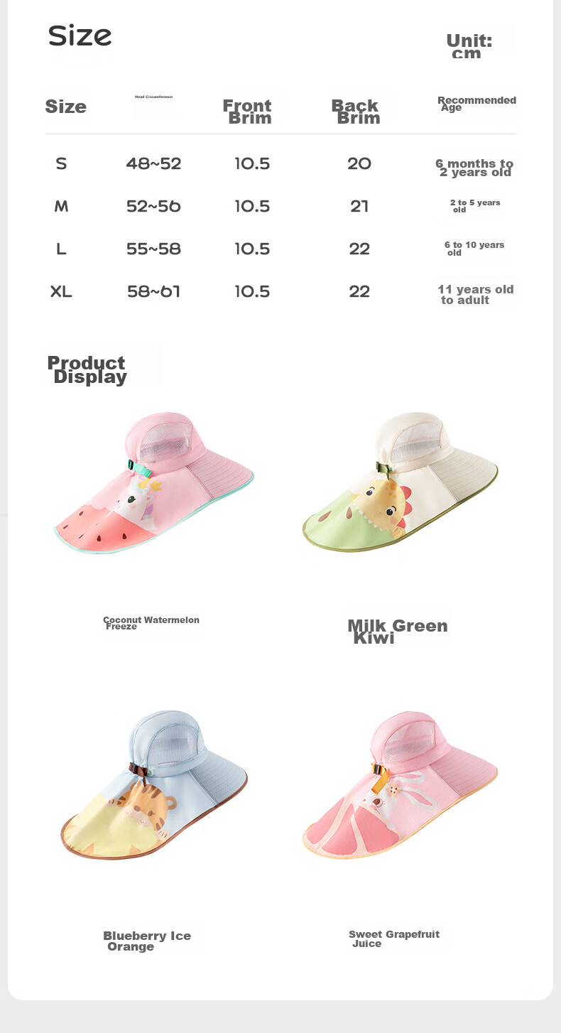 Kocotreekk Kids Sun Protection Hat Large Brim Summer Baby Sunshade Hat Boys Girls UV Protection Beach Hat 26