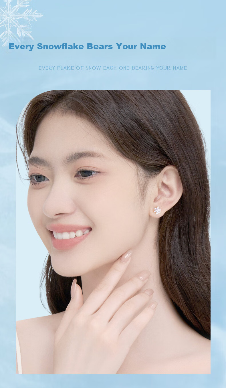 GLTEN Snowflake 999 Pure Silver Earrings Women's Studs Hoops Luxury 2026 New Birthday Gift for Girlfriend Wife 9