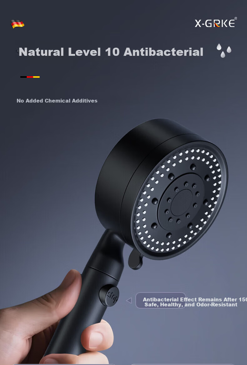 X-GRKE [Germany] High-Pressure Shower Head Turbo Boost Large Water Flow Bathroom Shower Sprayer 13